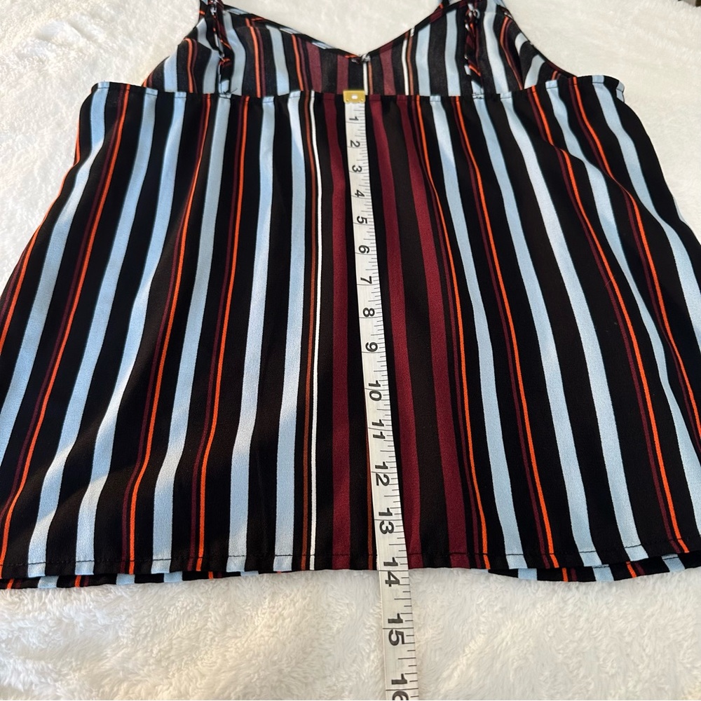 Halogen V-Neck Striped Adjustable Straps Tank Top Camisole Size M - Picture 10 of 11